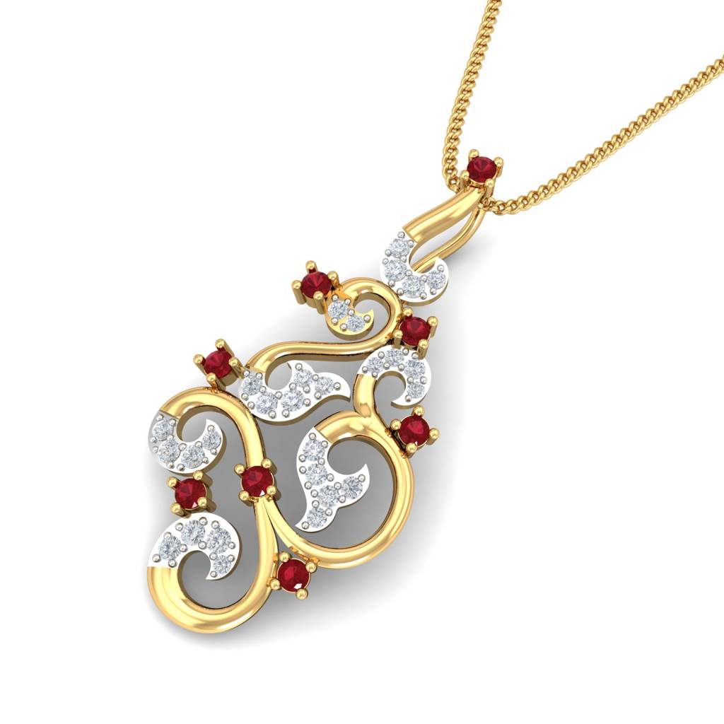 KuberBox 18K Yellow Gold Barnabas Ruby Pendant