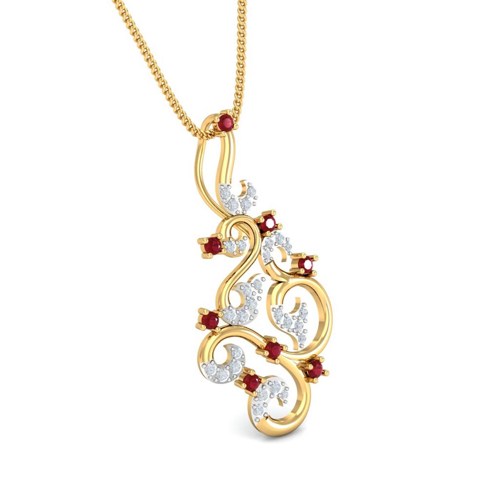 KuberBox 18K Yellow Gold Barnabas Ruby Pendant