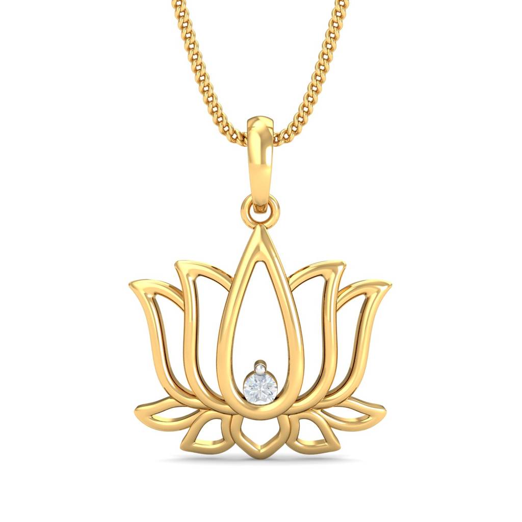 KuberBox 18K Yellow Gold Kamal Gold Pendant