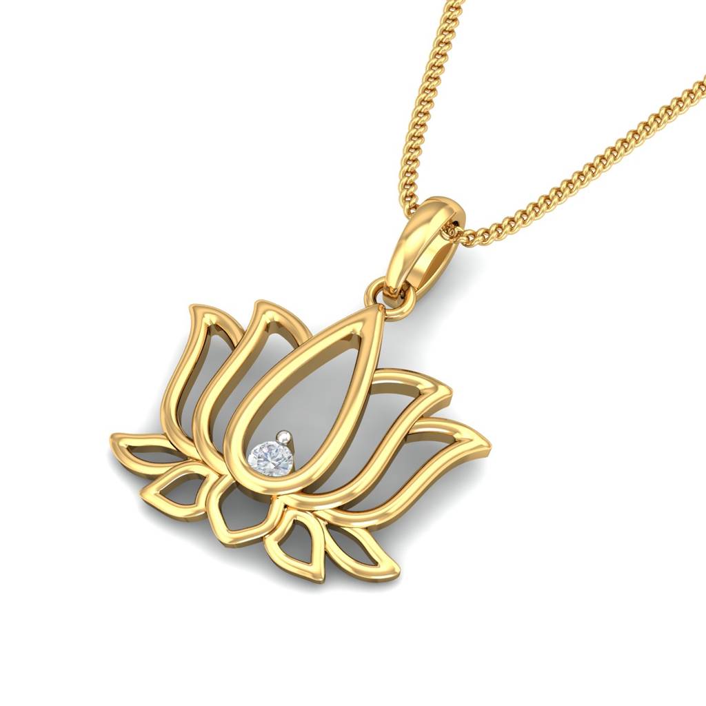 KuberBox 18K Yellow Gold Kamal Gold Pendant