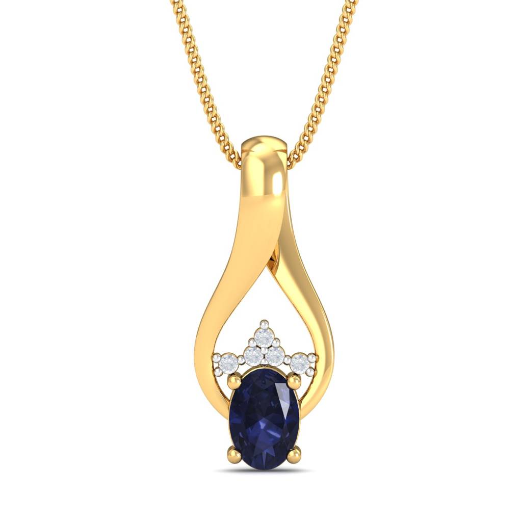 KuberBox 18K Yellow Gold Katrya Blue Pendant