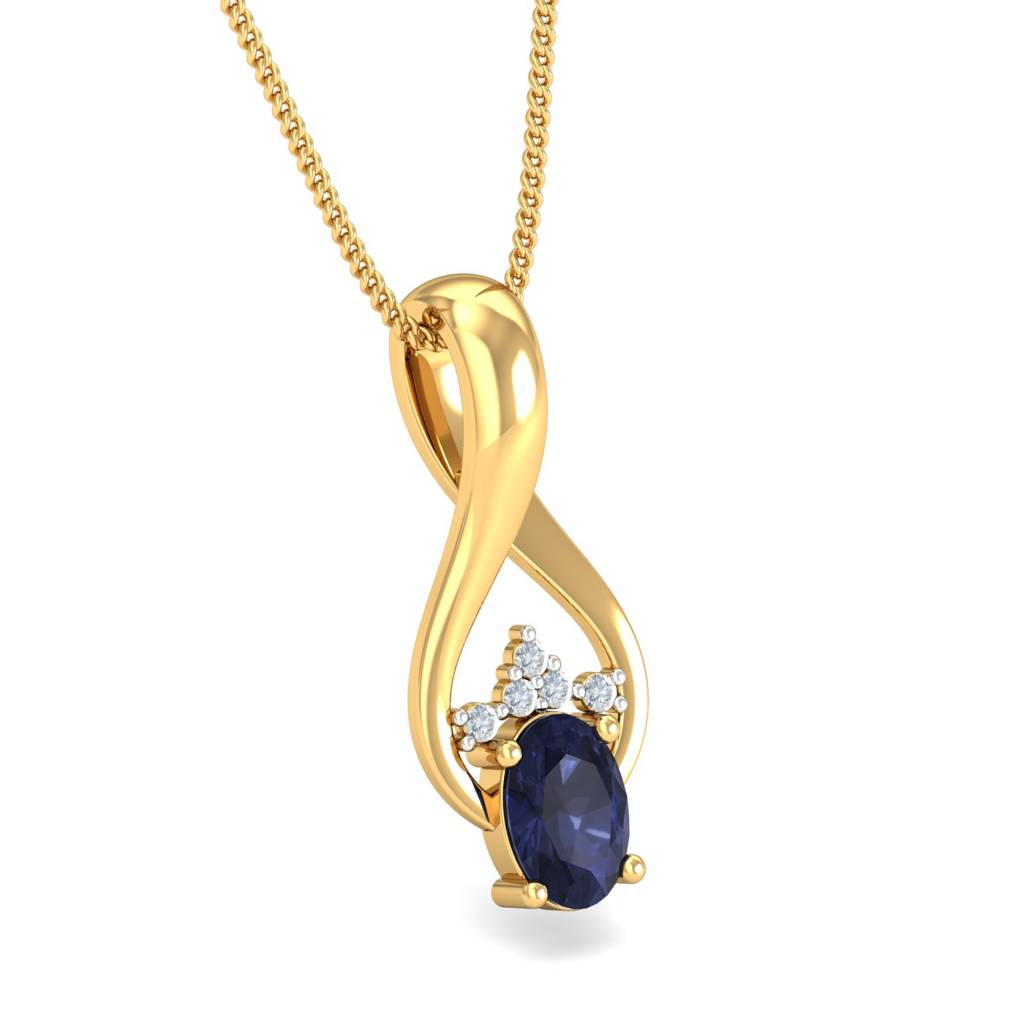 KuberBox 18K Yellow Gold Katrya Blue Pendant