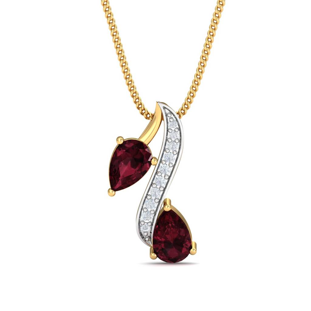 KuberBox 18K Yellow Gold Klarysa Garnet Pendant