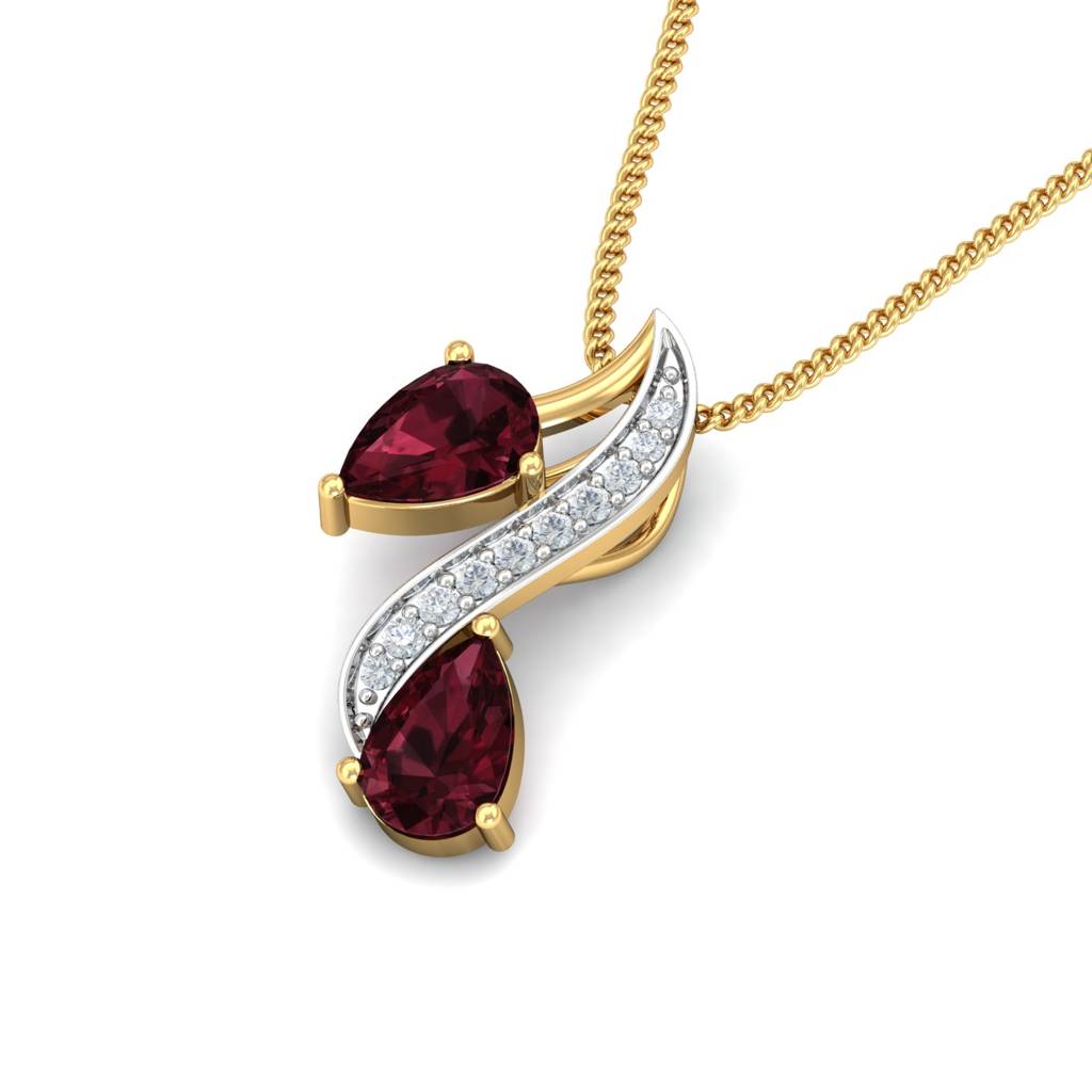 KuberBox 18K Yellow Gold Klarysa Garnet Pendant