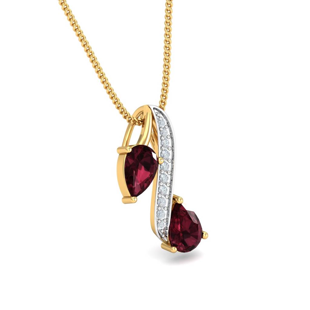 KuberBox 18K Yellow Gold Klarysa Garnet Pendant