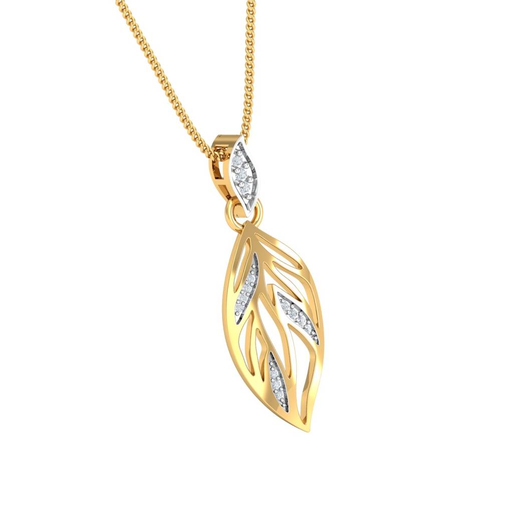 KuberBox 18K Yellow Gold Leafy-Affair Pendant