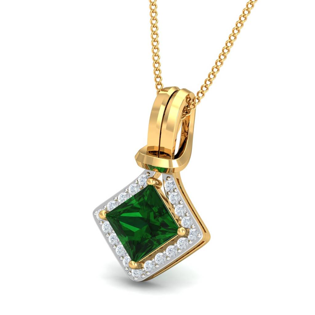 KuberBox 18K Yellow Gold Eloise Emerald Pendant