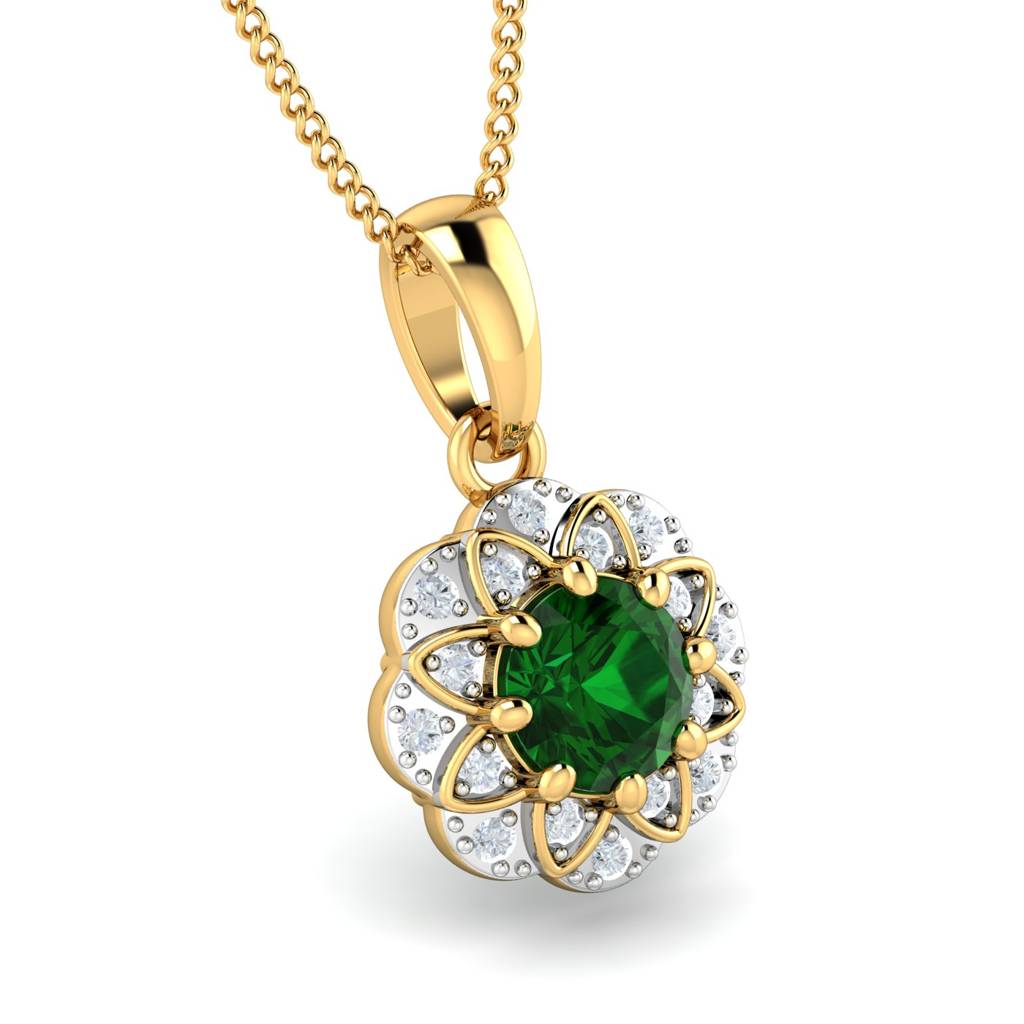 KuberBox 18K Yellow Gold Sarah Emerald Pendant