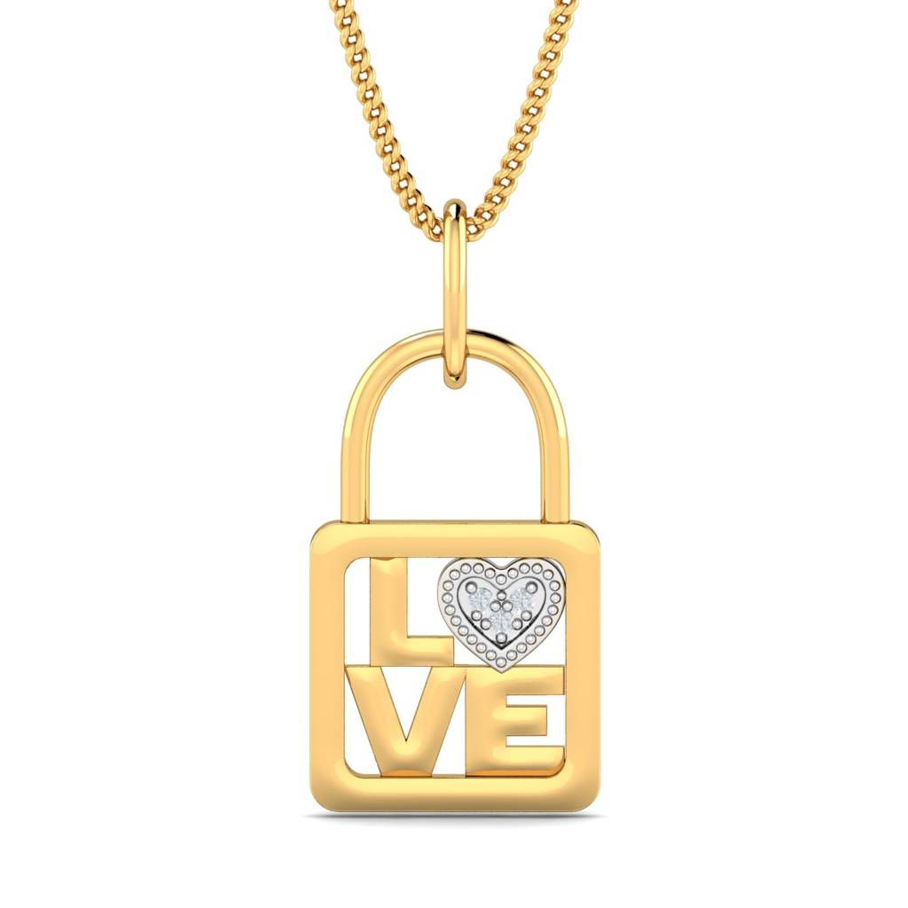 KuberBox 18K Yellow Gold Love Locked Pendant