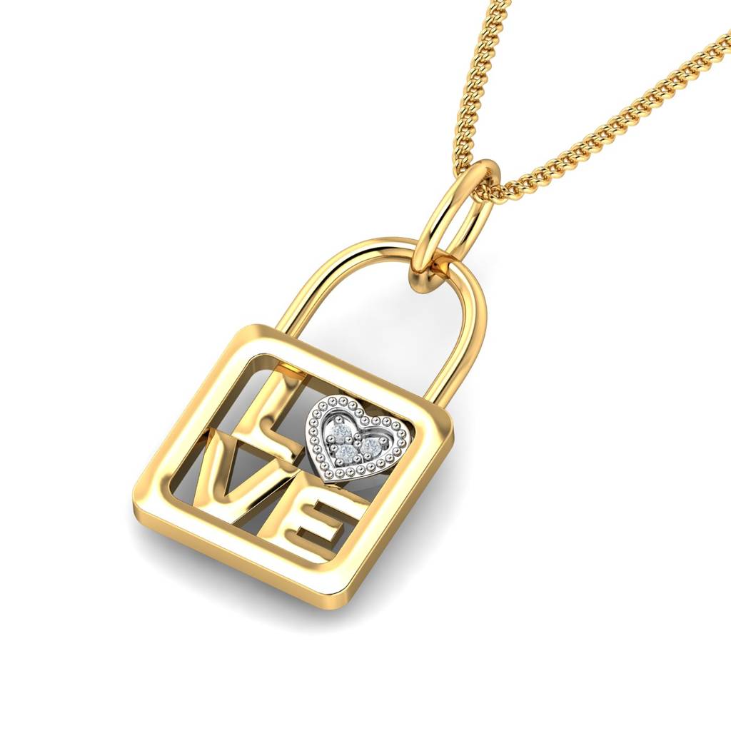 KuberBox 18K Yellow Gold Love Locked Pendant