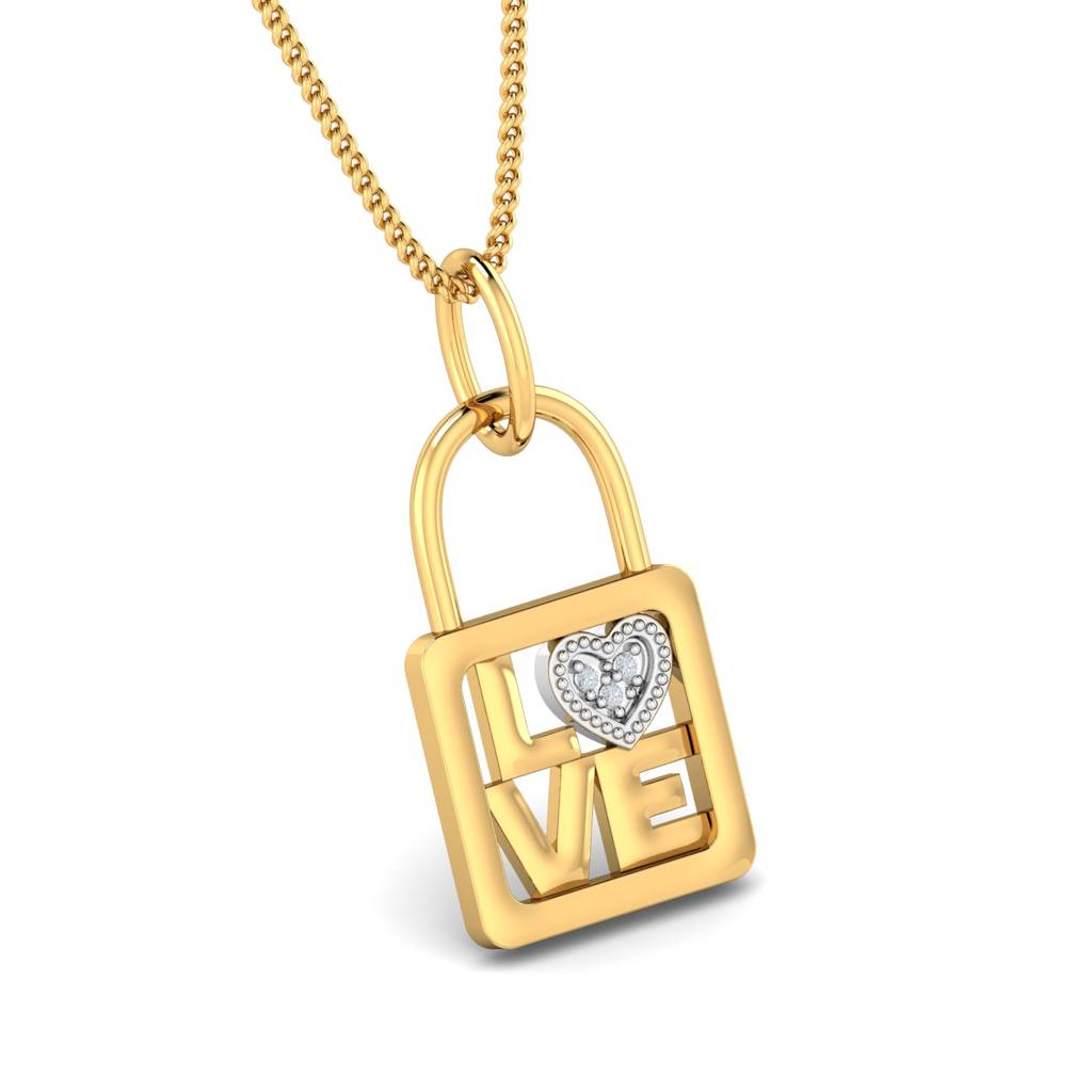 KuberBox 18K Yellow Gold Love Locked Pendant