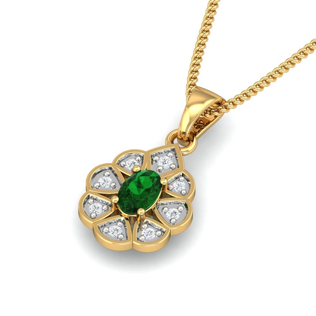 KuberBox 18K Yellow Gold Branwen Emerald Pendant