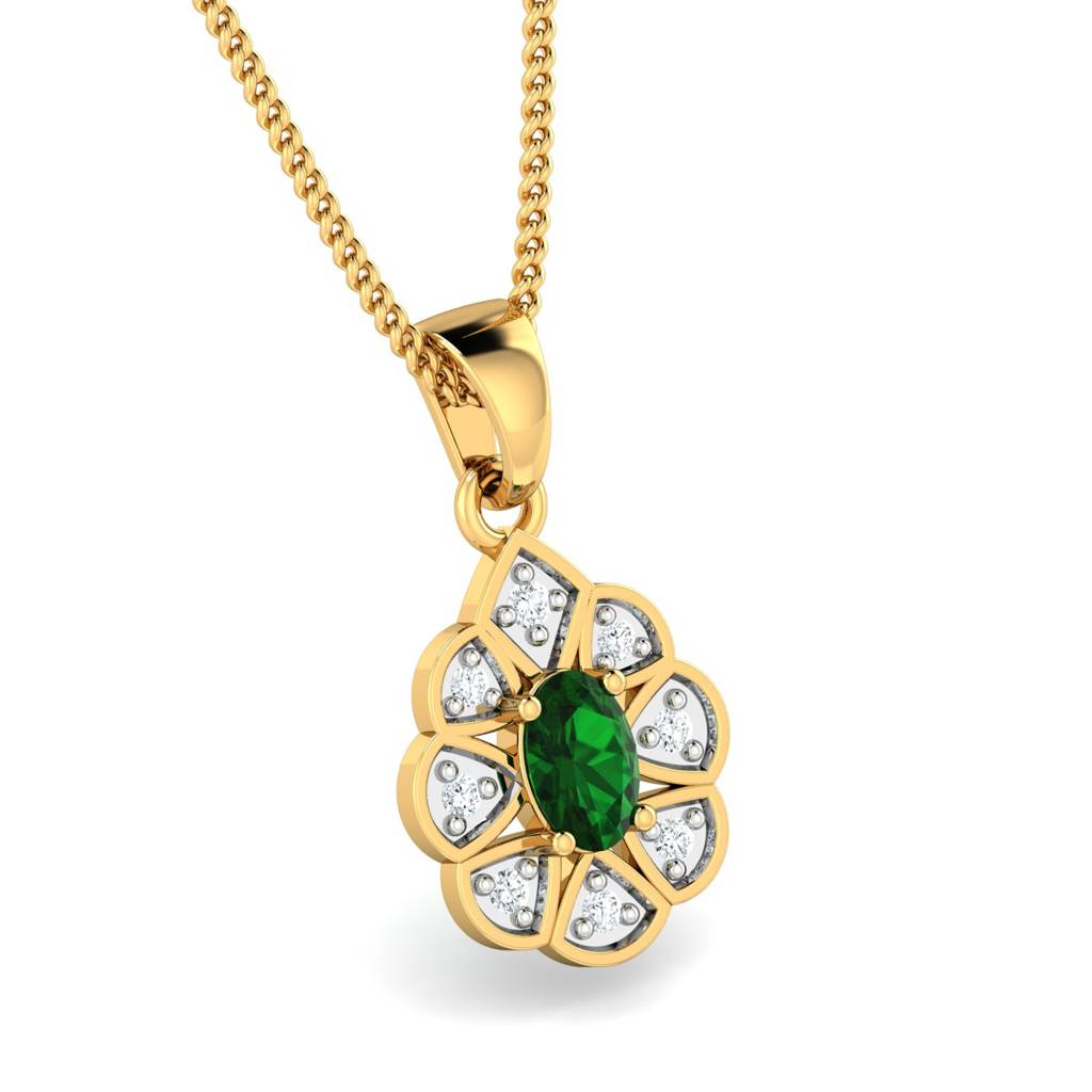 KuberBox 18K Yellow Gold Branwen Emerald Pendant