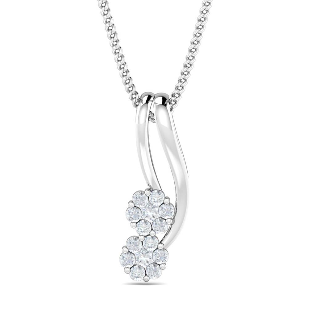 KuberBox 18K White Gold Carmelita Cluster Pendant