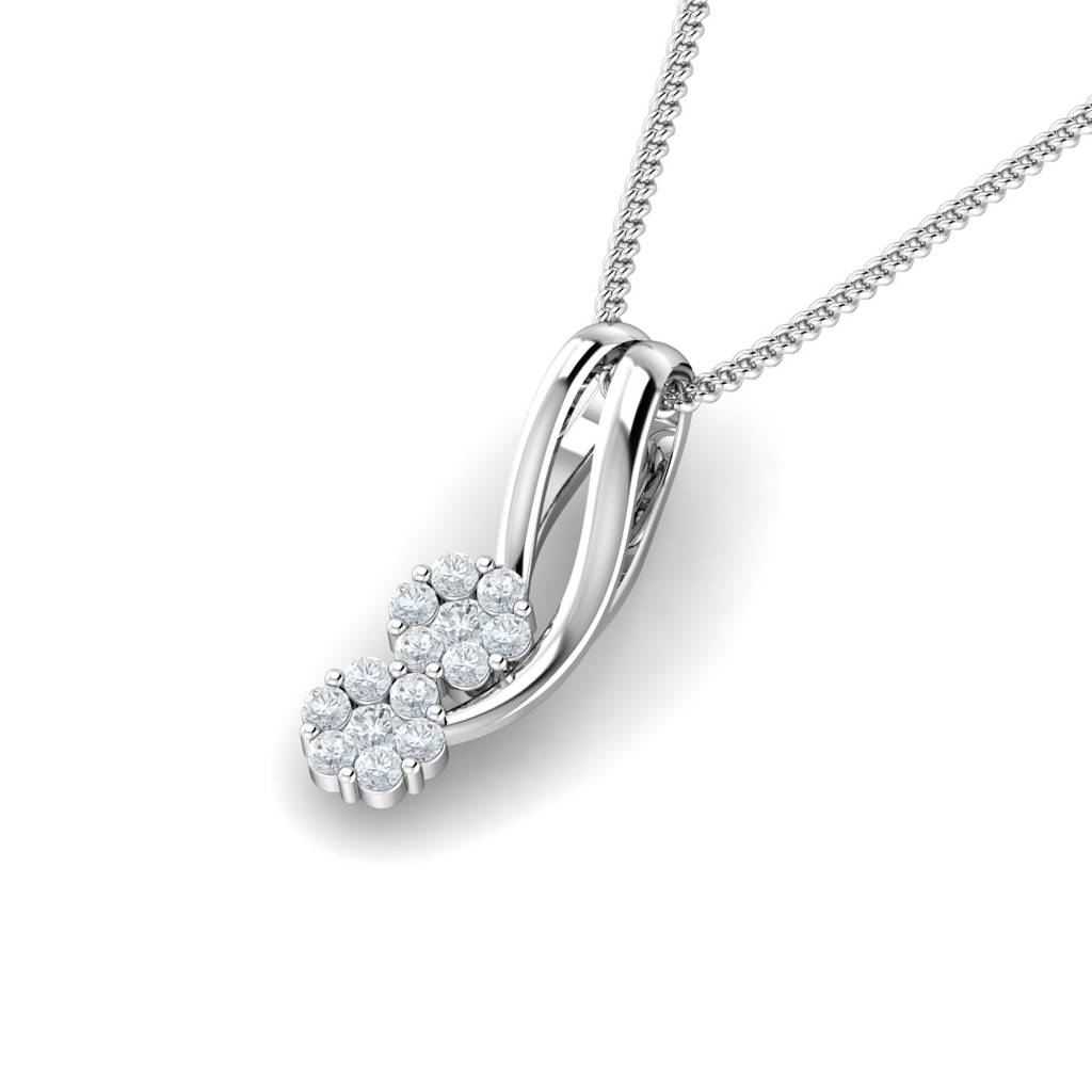 KuberBox 18K White Gold Carmelita Cluster Pendant