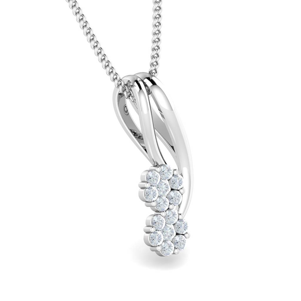 KuberBox 18K White Gold Carmelita Cluster Pendant