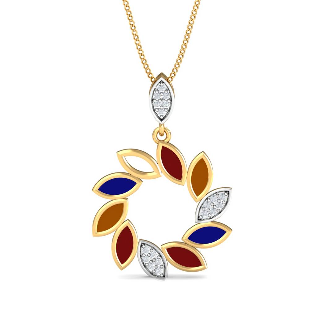 KuberBox 18K Yellow Gold Rang-Chakra Enamel Pendant