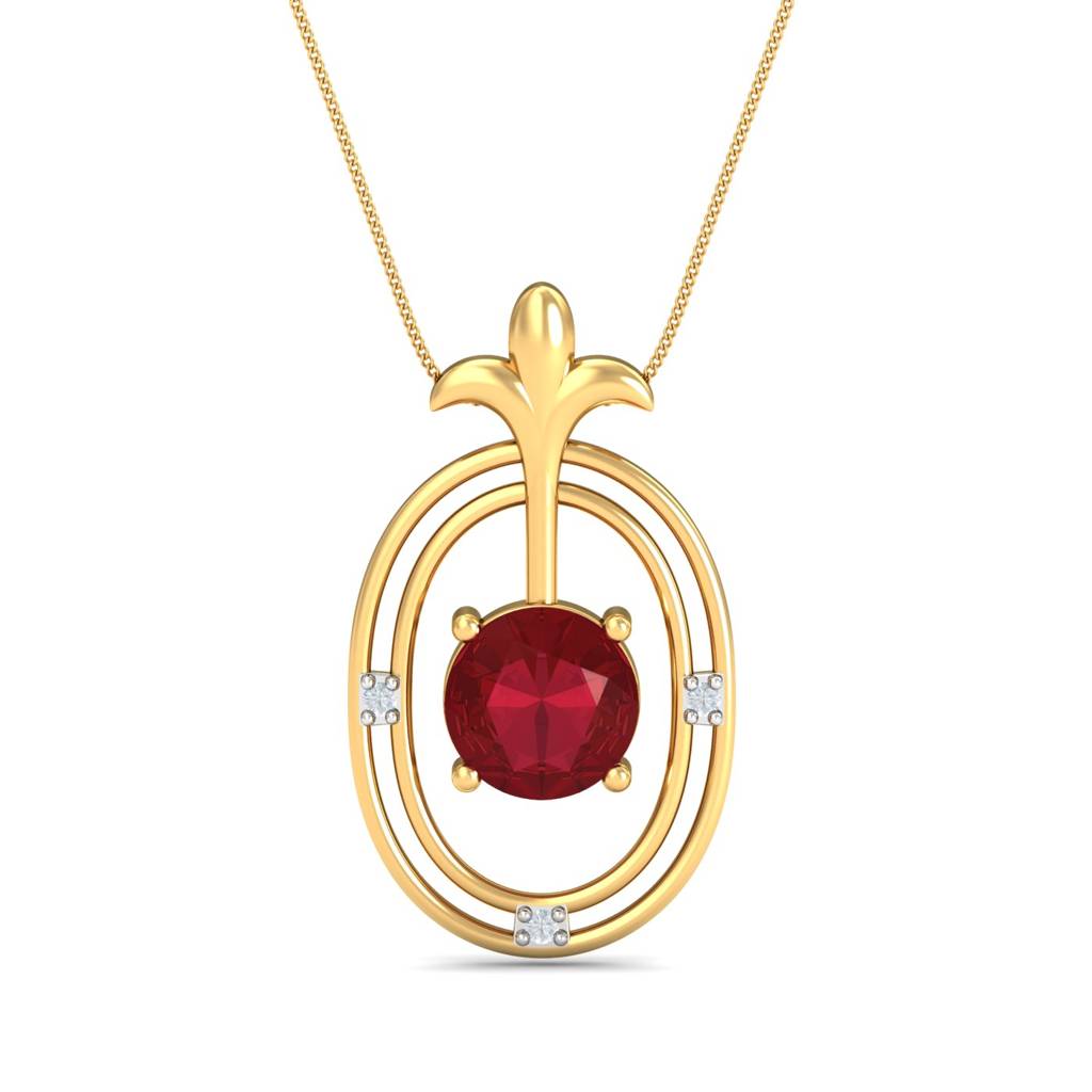 KuberBox 18K Yellow Gold Abrial Ruby Pendant