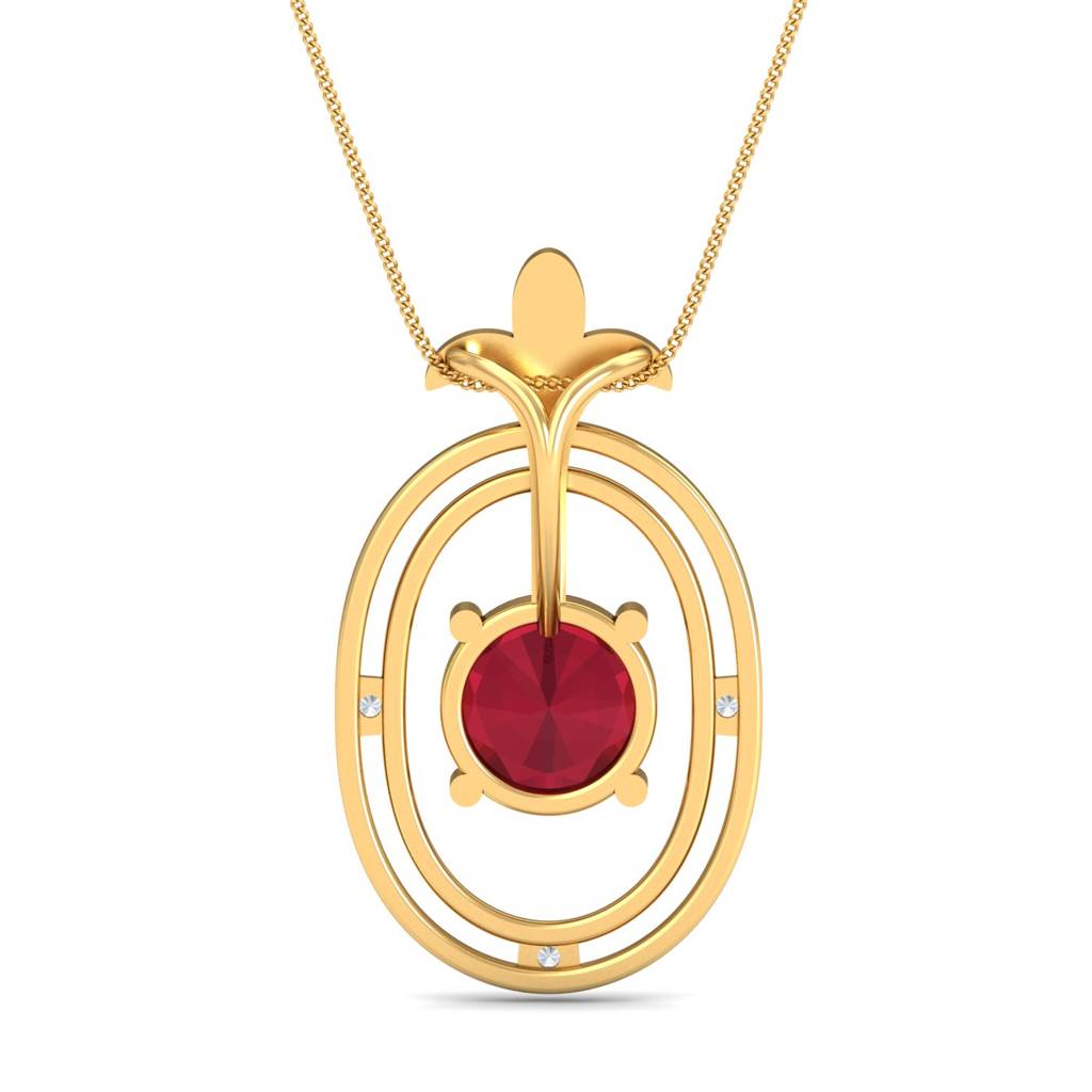 KuberBox 18K Yellow Gold Abrial Ruby Pendant