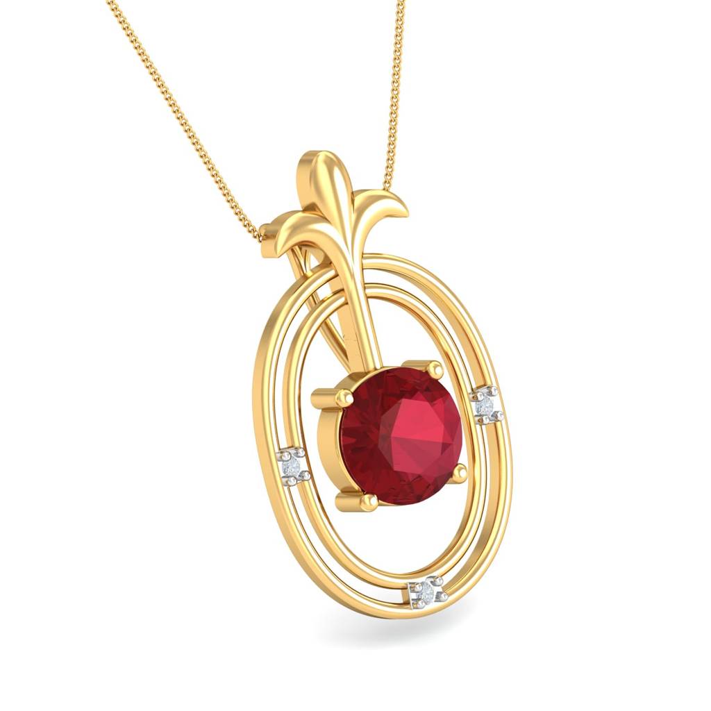 KuberBox 18K Yellow Gold Abrial Ruby Pendant