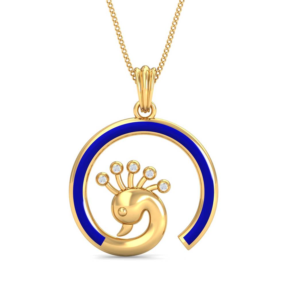 KuberBox 18K Yellow Gold Neel Mayur Enamel Pendant