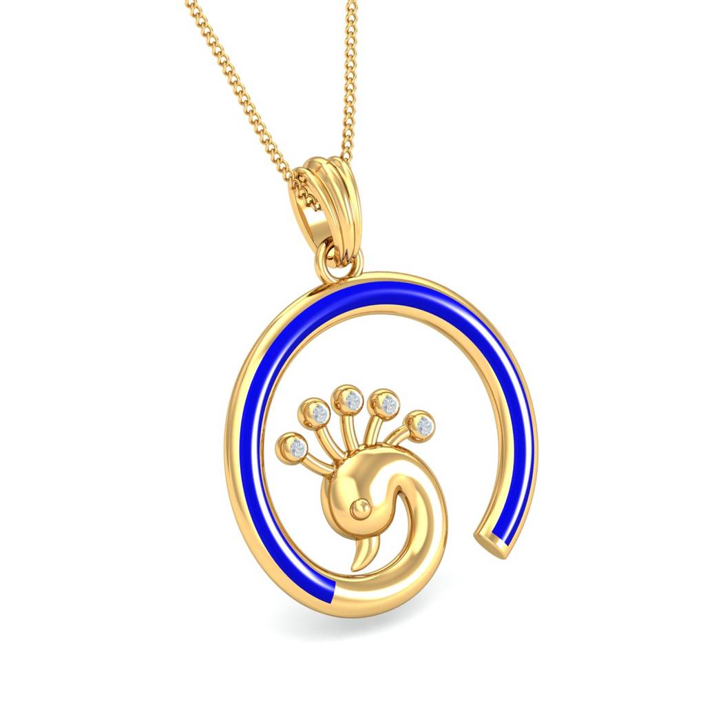 KuberBox 18K Yellow Gold Neel Mayur Enamel Pendant