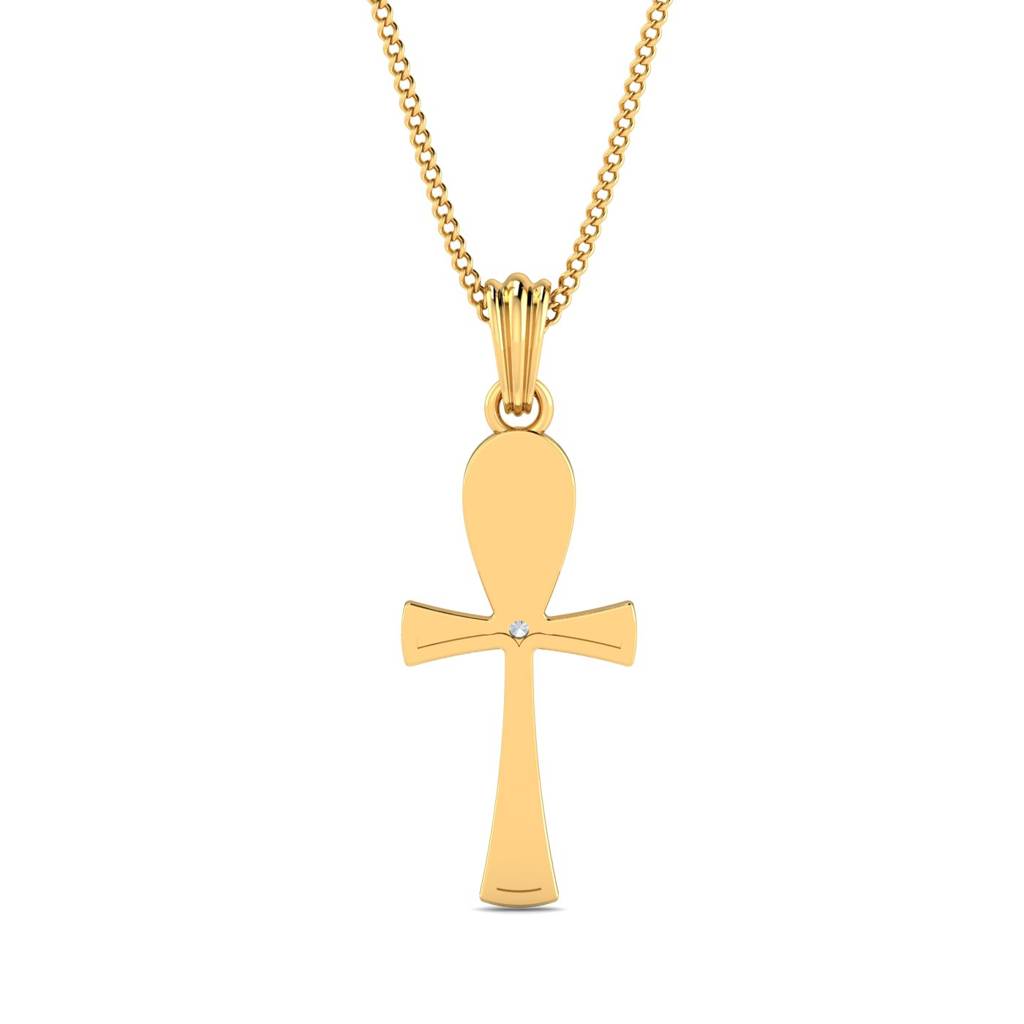 KuberBox 18K Yellow Gold Turquoise Cross Pendant