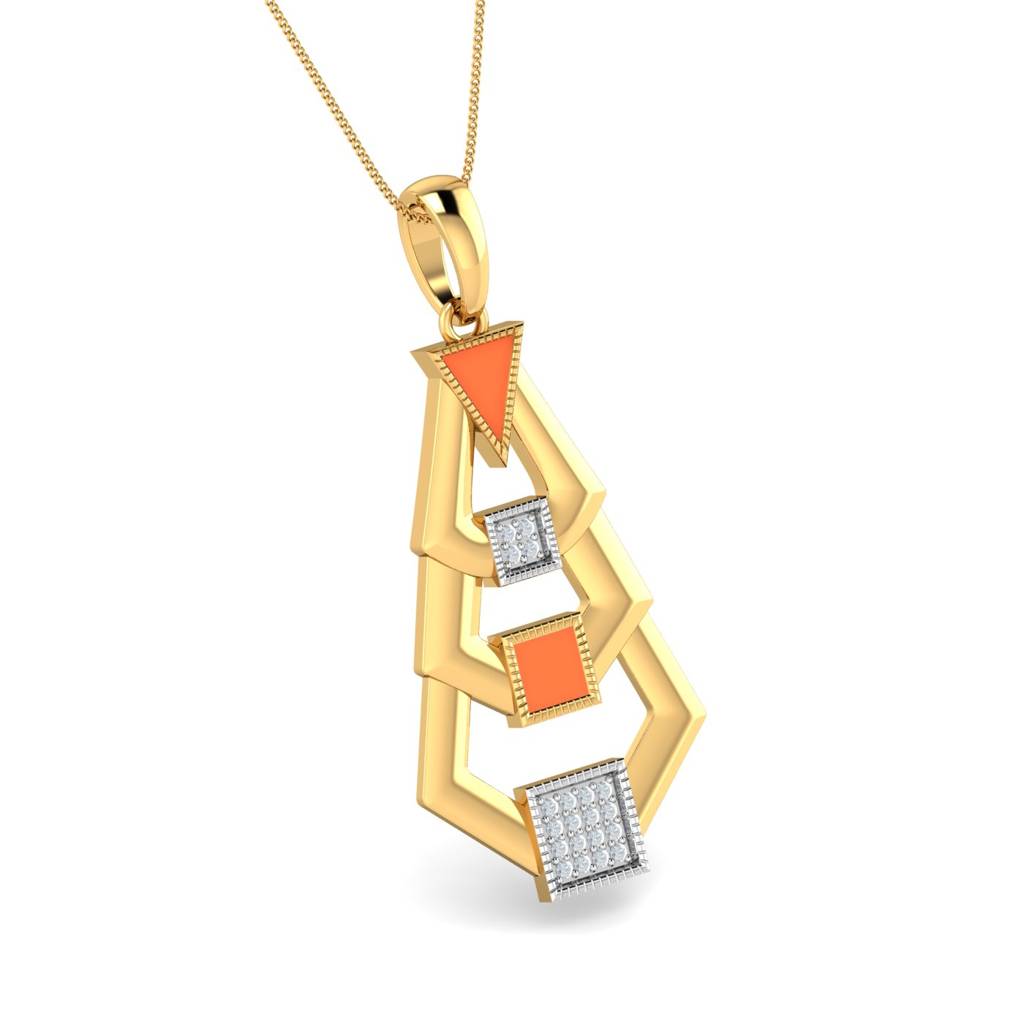 KuberBox 18K Yellow Gold Cedar Enamel Pendant