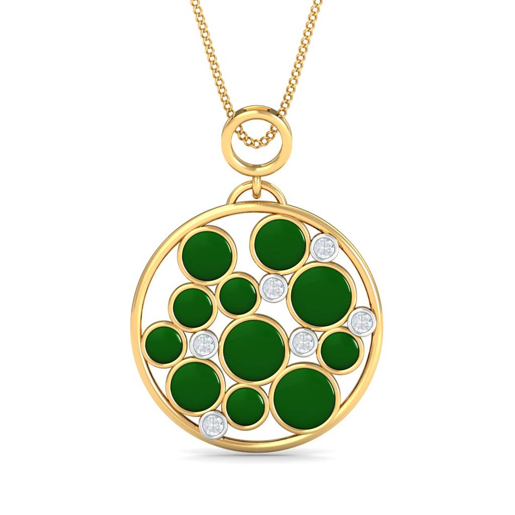 KuberBox 18K Yellow Gold Bubbles Enamel Pendant