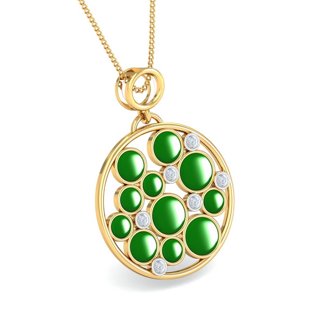 KuberBox 18K Yellow Gold Bubbles Enamel Pendant