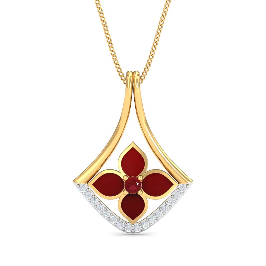 KuberBox 18K Yellow Gold Ceetar Enamel Pendant