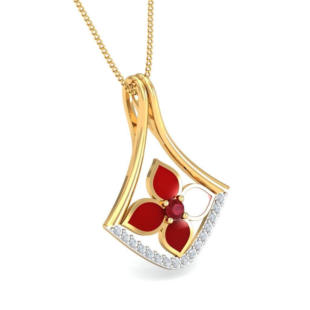 KuberBox 18K Yellow Gold Ceetar Enamel Pendant