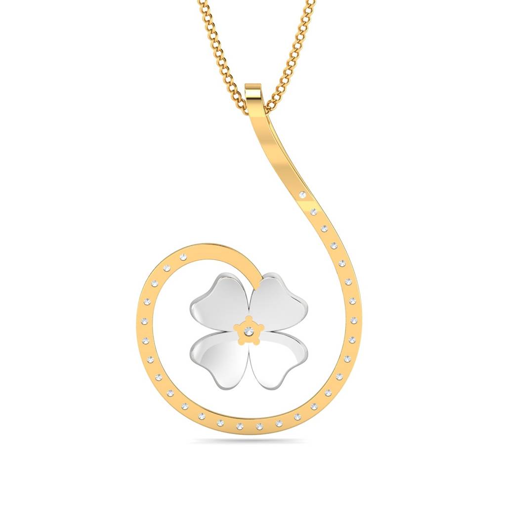 KuberBox 18K Yellow Gold Wildflower Enamel Pendant