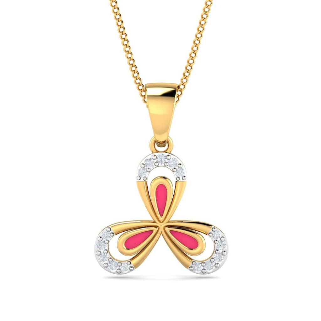 KuberBox 18K Yellow Gold Enamelled Lily Pendant