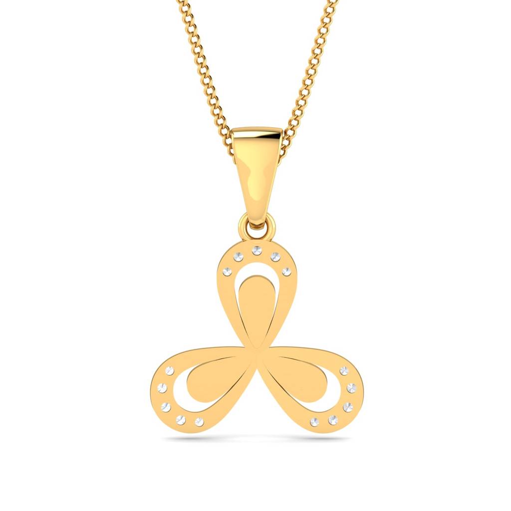 KuberBox 18K Yellow Gold Enamelled Lily Pendant