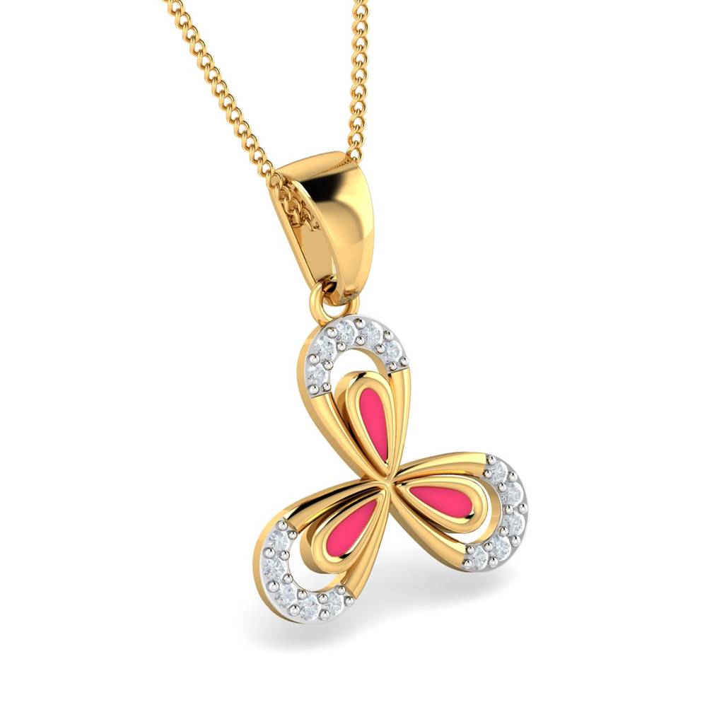 KuberBox 18K Yellow Gold Enamelled Lily Pendant