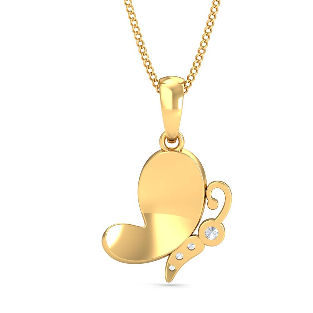 KuberBox 18K Yellow Gold Little Butterfly Kids Pendant