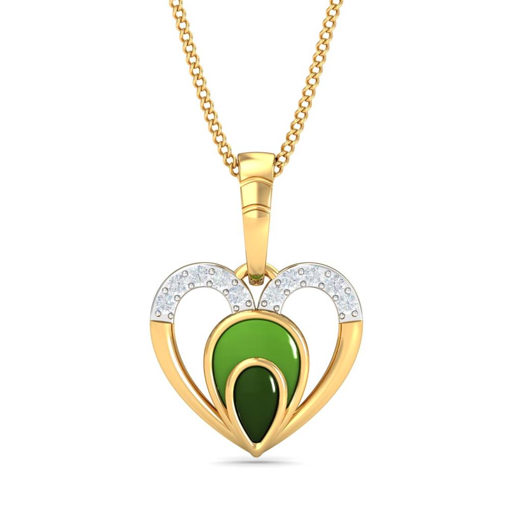 KuberBox 18K Yellow Gold Heart Enamel Pendant