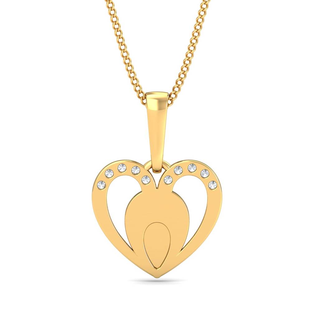 KuberBox 18K Yellow Gold Heart Enamel Pendant