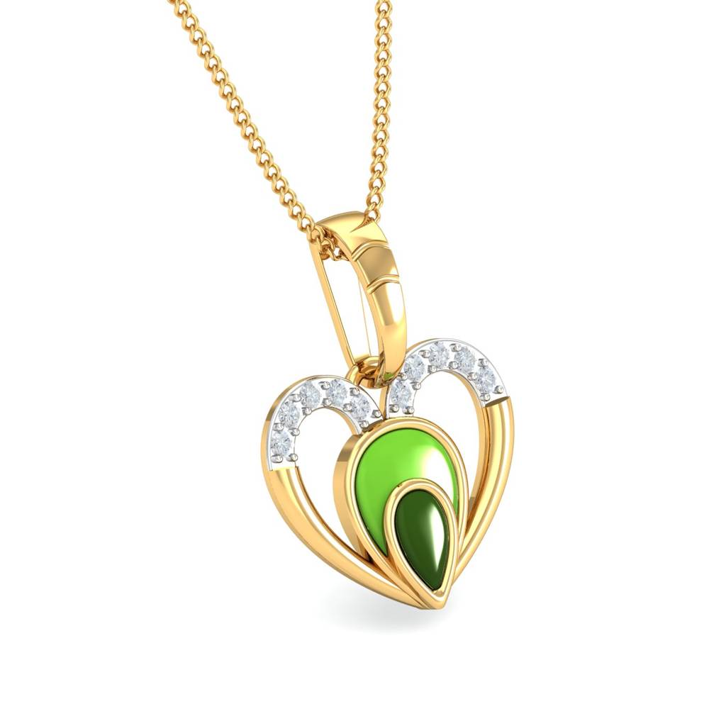 KuberBox 18K Yellow Gold Heart Enamel Pendant