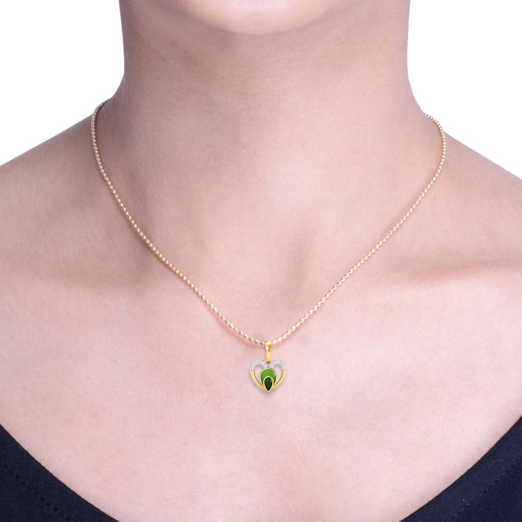 KuberBox 18K Yellow Gold Heart Enamel Pendant