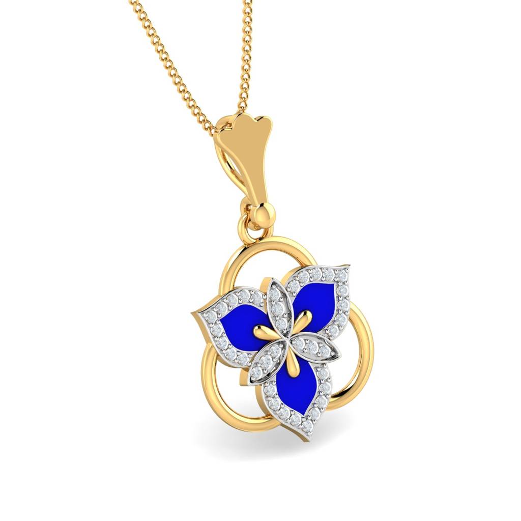 KuberBox 18K Yellow Gold Treble Enamel Pendant