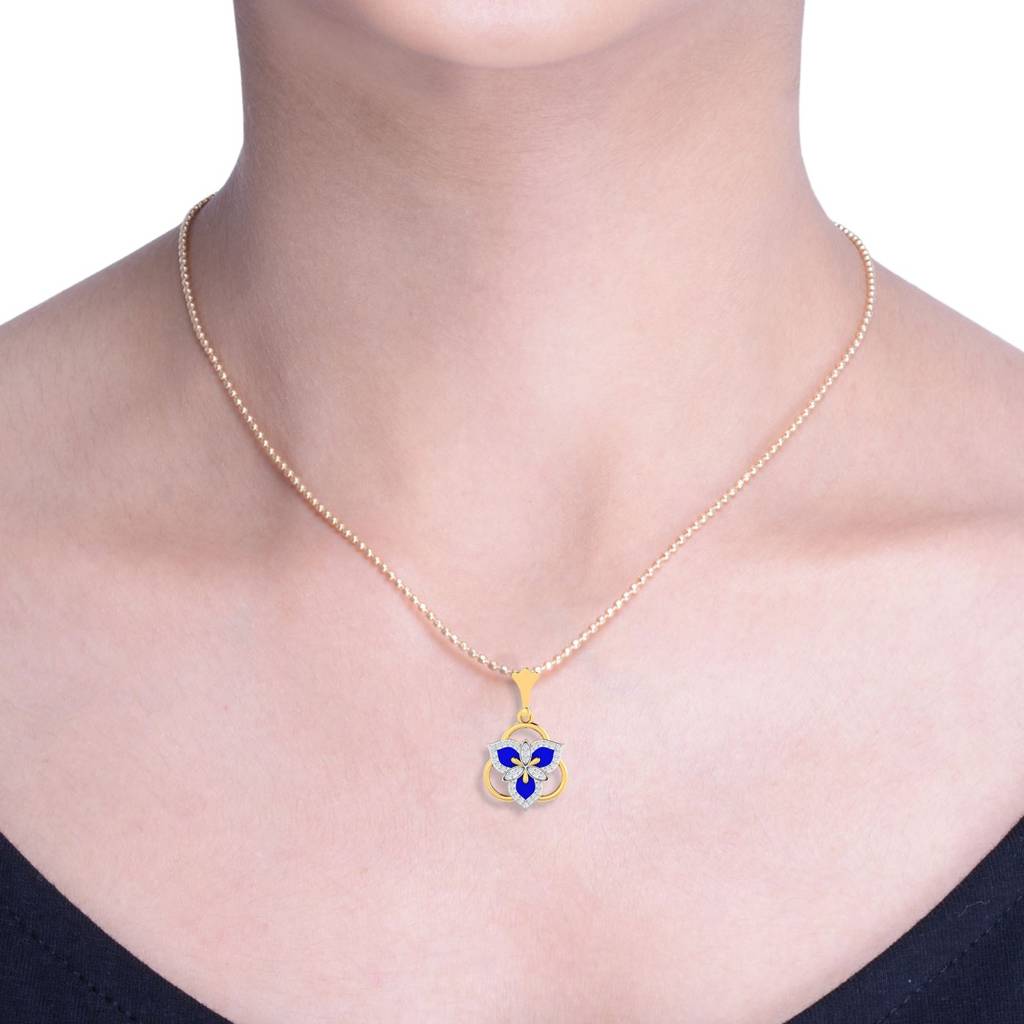 KuberBox 18K Yellow Gold Treble Enamel Pendant