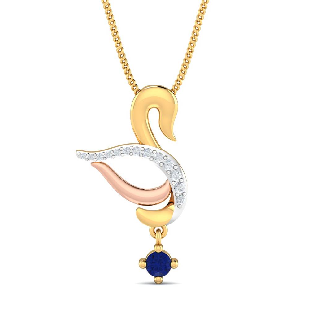 KuberBox 18K Yellow Gold Swan Love Pendant