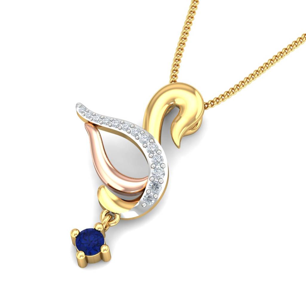 KuberBox 18K Yellow Gold Swan Love Pendant