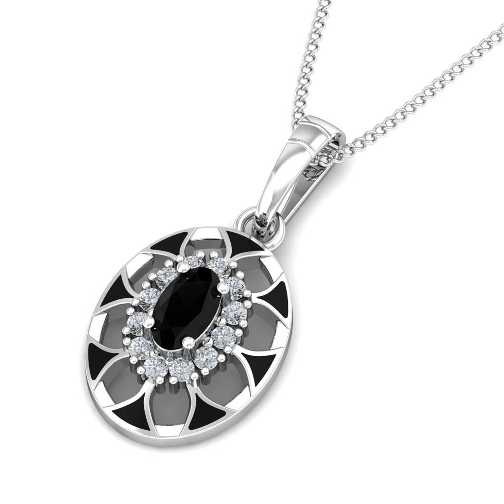 KuberBox 18K White Gold Adisa Onyx Pendant
