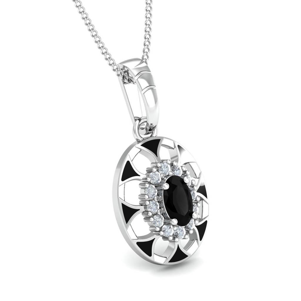 KuberBox 18K White Gold Adisa Onyx Pendant