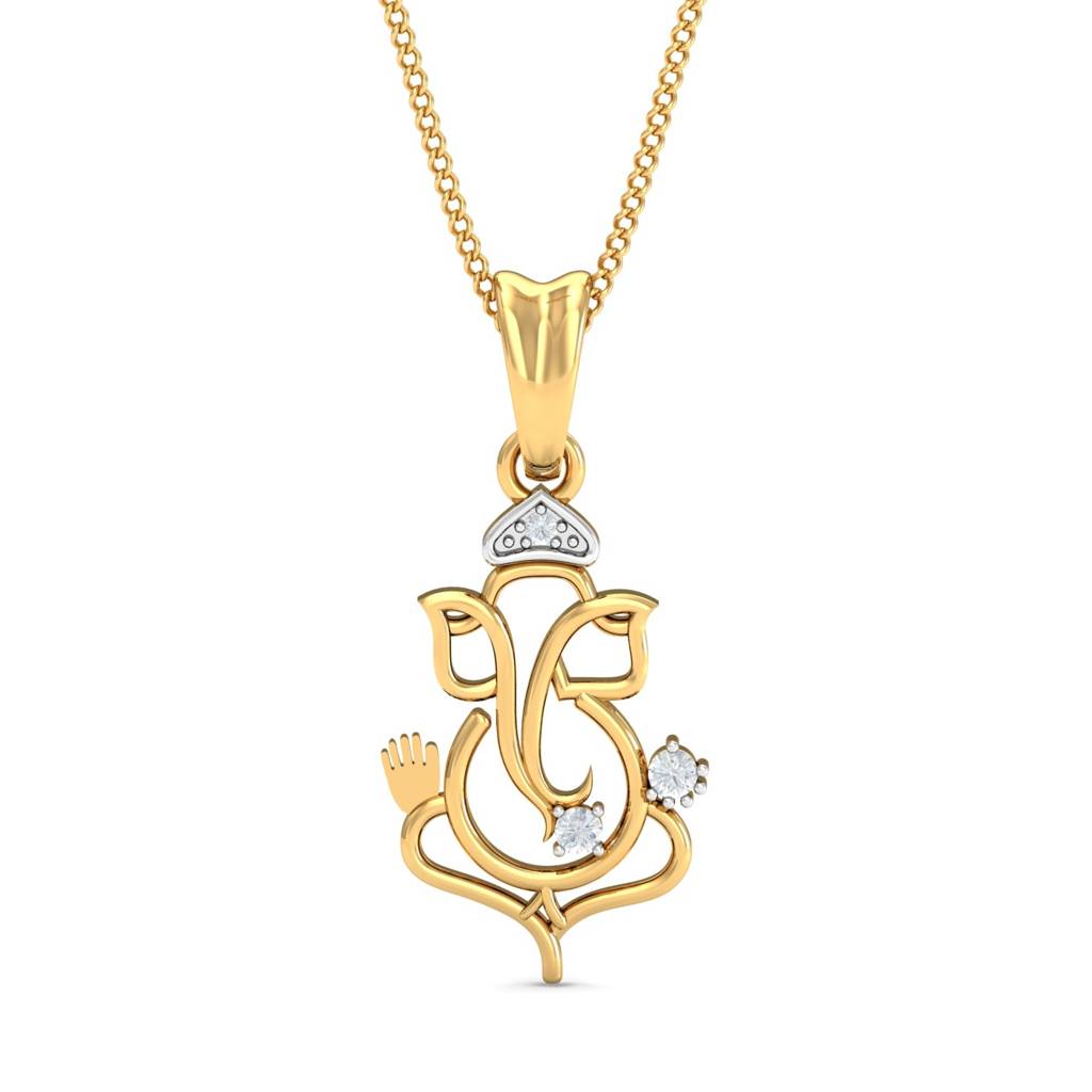 KuberBox 18K Yellow Gold Lord Ganesha Pendant