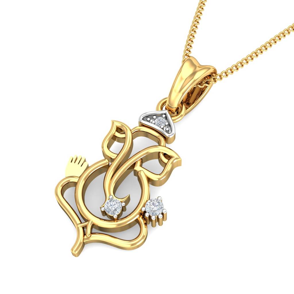 KuberBox 18K Yellow Gold Lord Ganesha Pendant