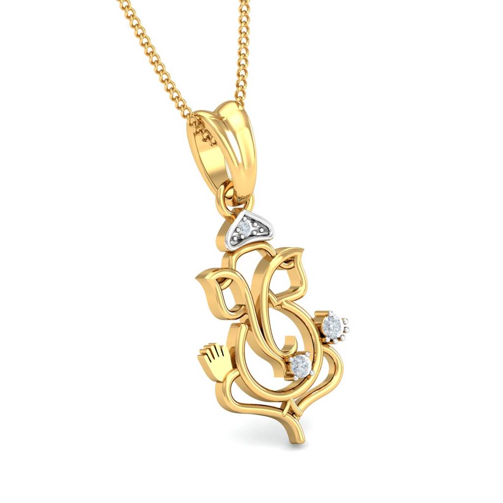 KuberBox 18K Yellow Gold Lord Ganesha Pendant